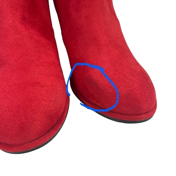 Marc Fisher Red Suede Block Heel Boots Womens Size 7.5 - Picture 14 of 14